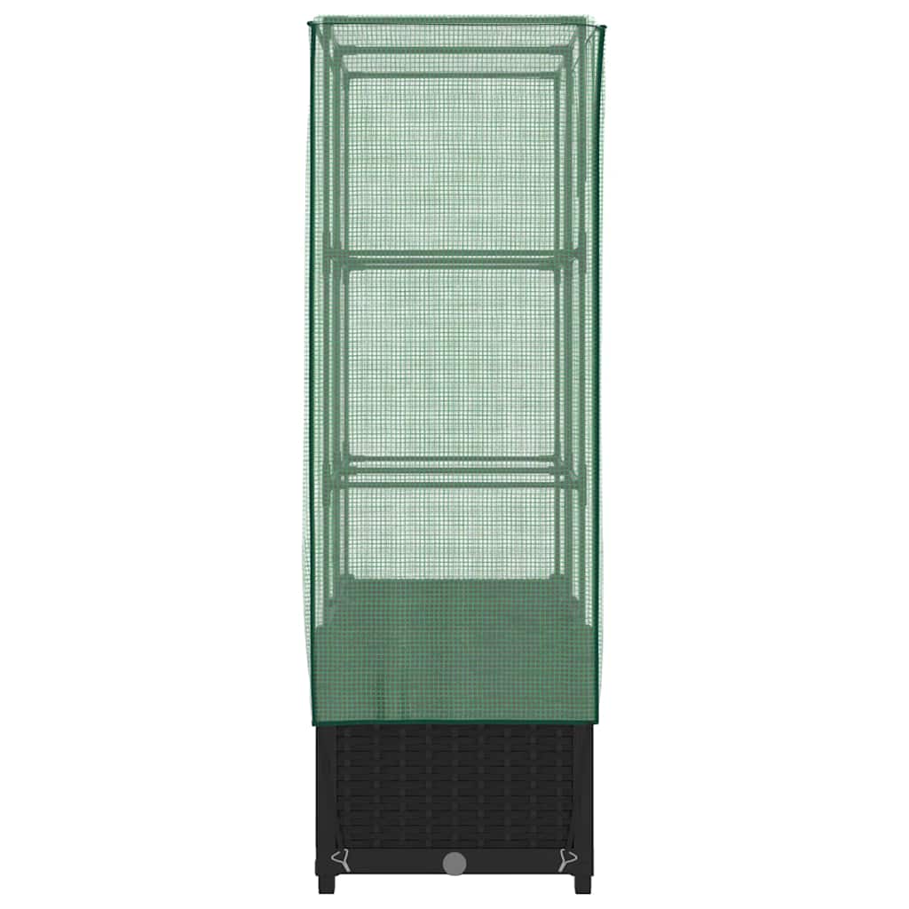 højbed med drivhusovertræk 80x40x138 cm rattan-look