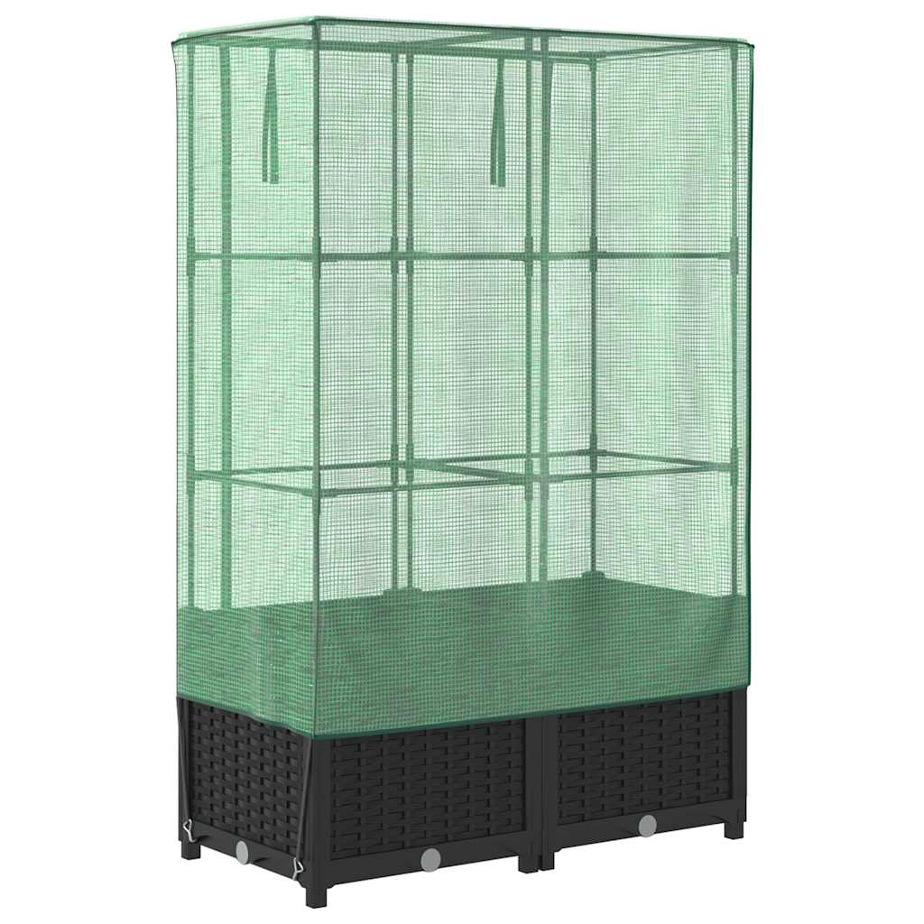 højbed med drivhusovertræk 80x40x138 cm rattan-look