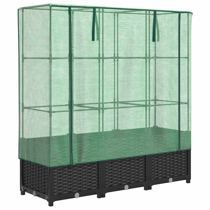 højbed med drivhusovertræk 120x40x138 cm rattan-look