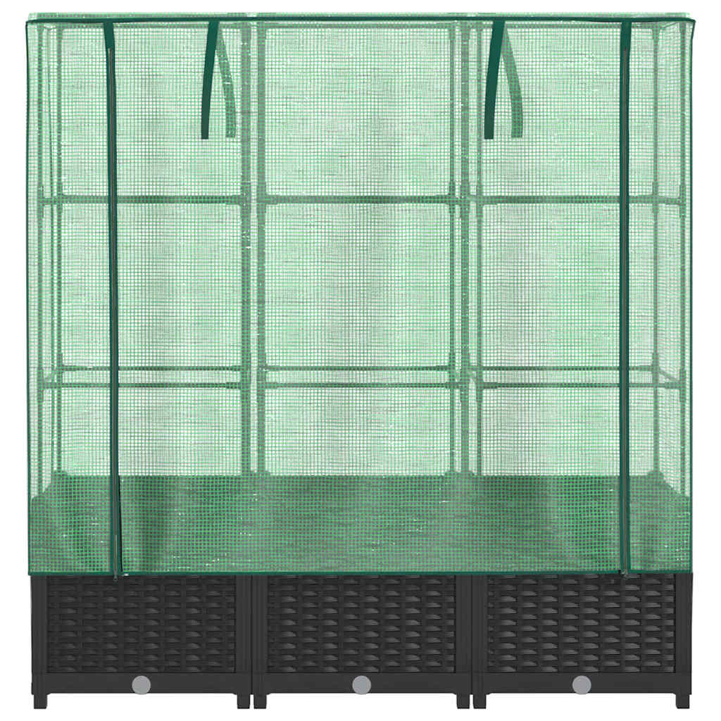 højbed med drivhusovertræk 120x40x138 cm rattan-look