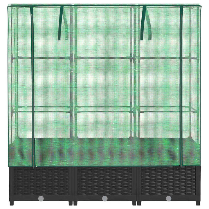 højbed med drivhusovertræk 120x40x138 cm rattan-look