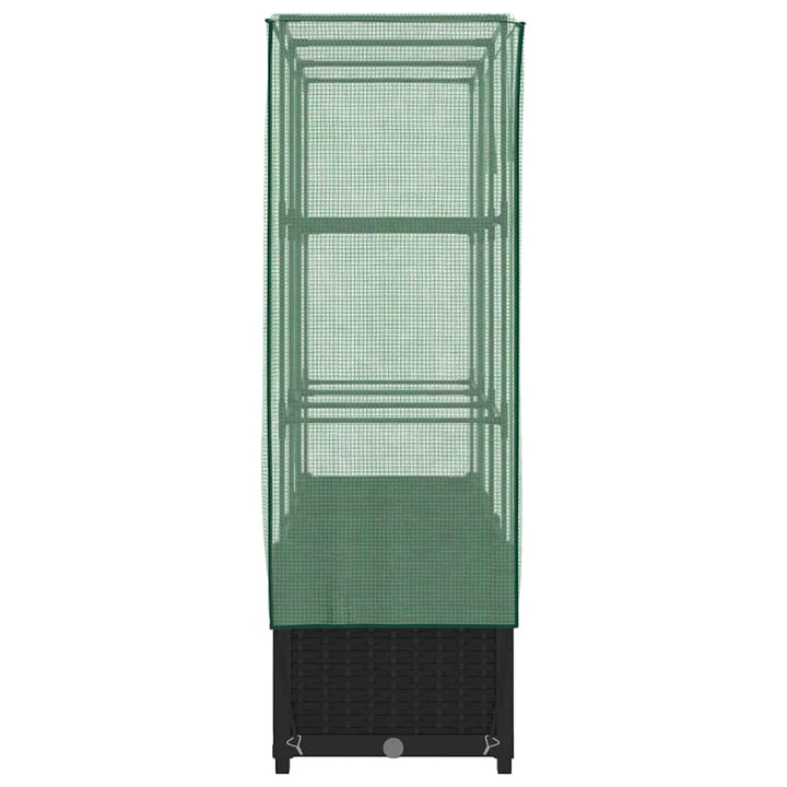 højbed med drivhusovertræk 120x40x138 cm rattan-look