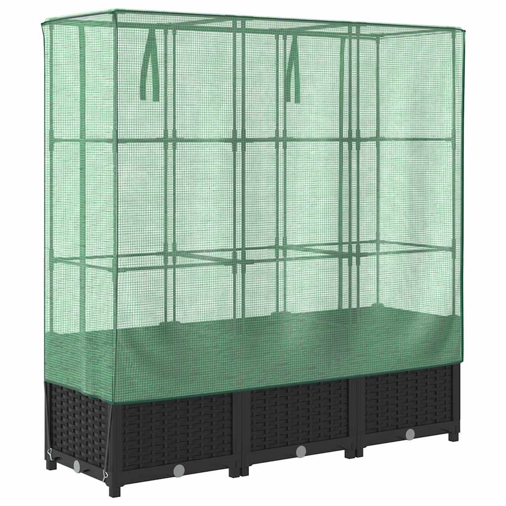 højbed med drivhusovertræk 120x40x138 cm rattan-look