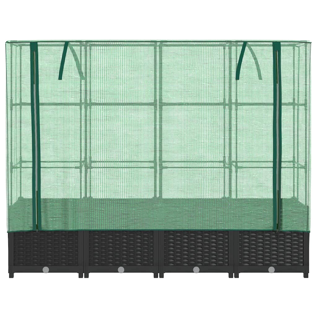 højbed med drivhusovertræk rattan-look 160x40x138 cm