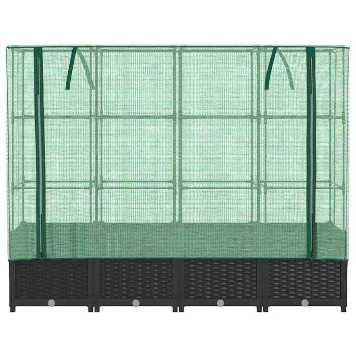 højbed med drivhusovertræk rattan-look 160x40x138 cm