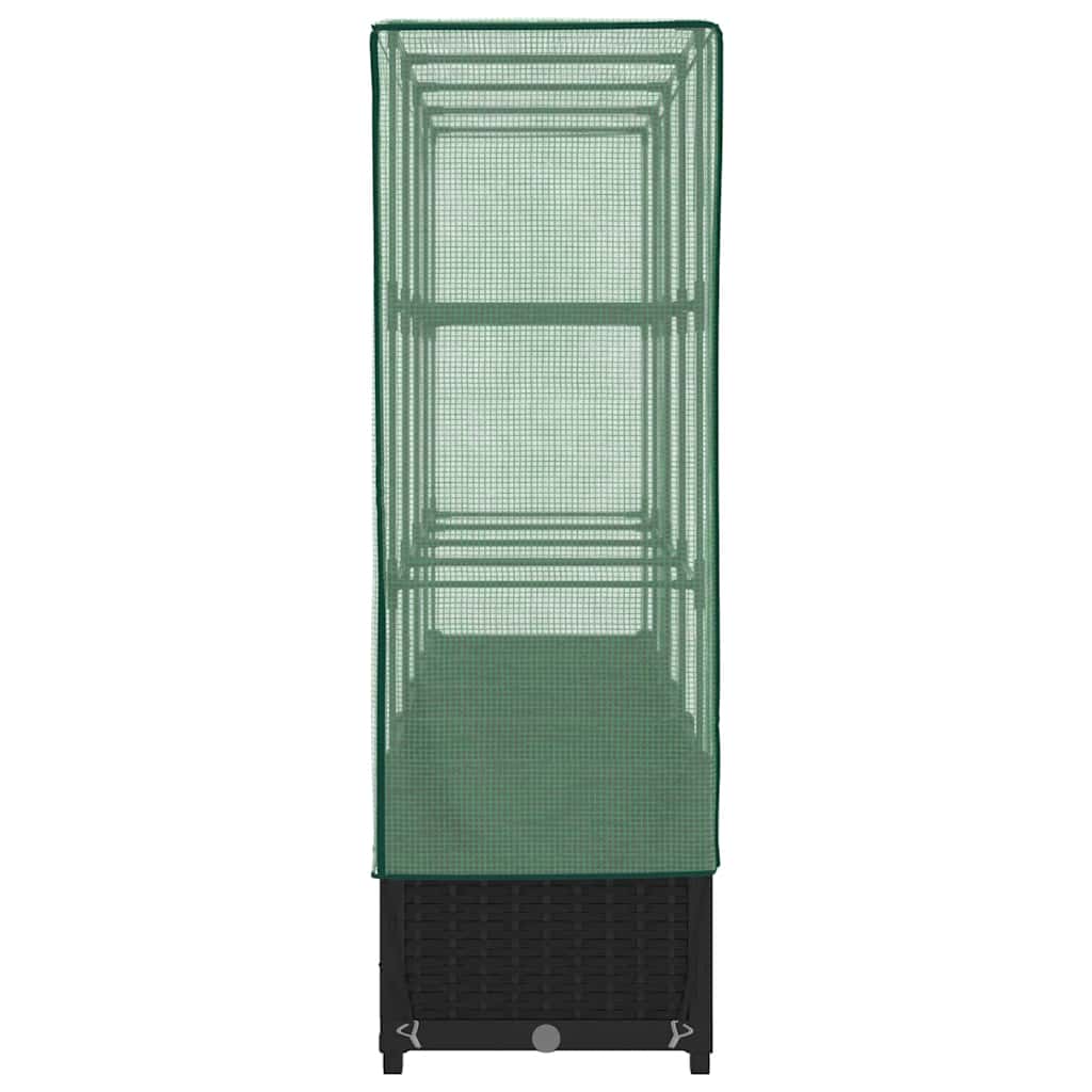 højbed med drivhusovertræk rattan-look 160x40x138 cm