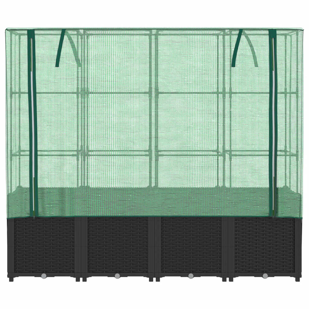 højbed med drivhusovertræk rattan-look 160x40x153 cm