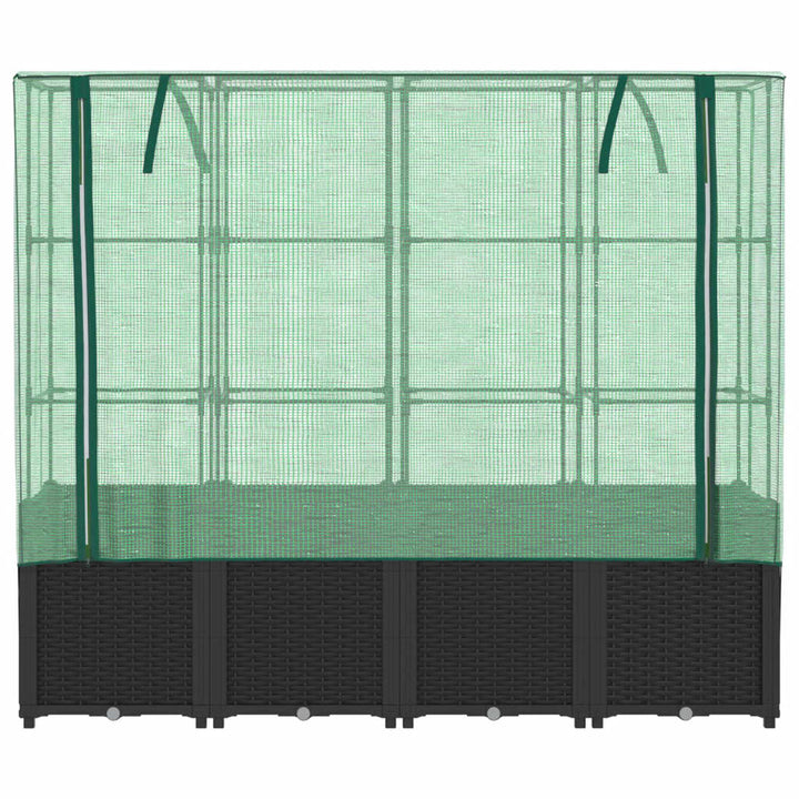 højbed med drivhusovertræk rattan-look 160x40x153 cm