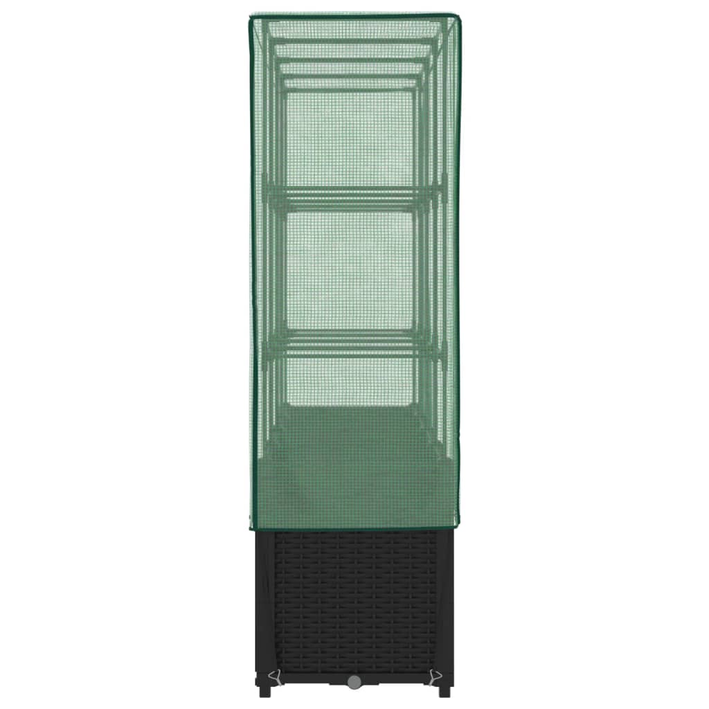 højbed med drivhusovertræk rattan-look 160x40x153 cm
