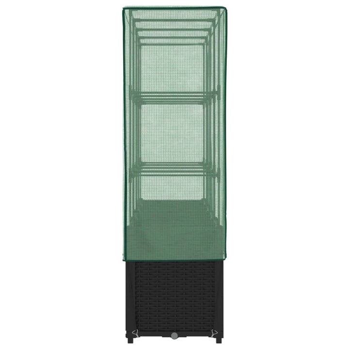 højbed med drivhusovertræk rattan-look 160x40x153 cm