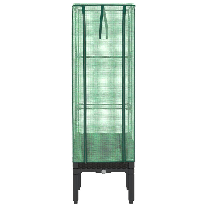 højbed med drivhusovertræk 40x40x140 cm rattan-look