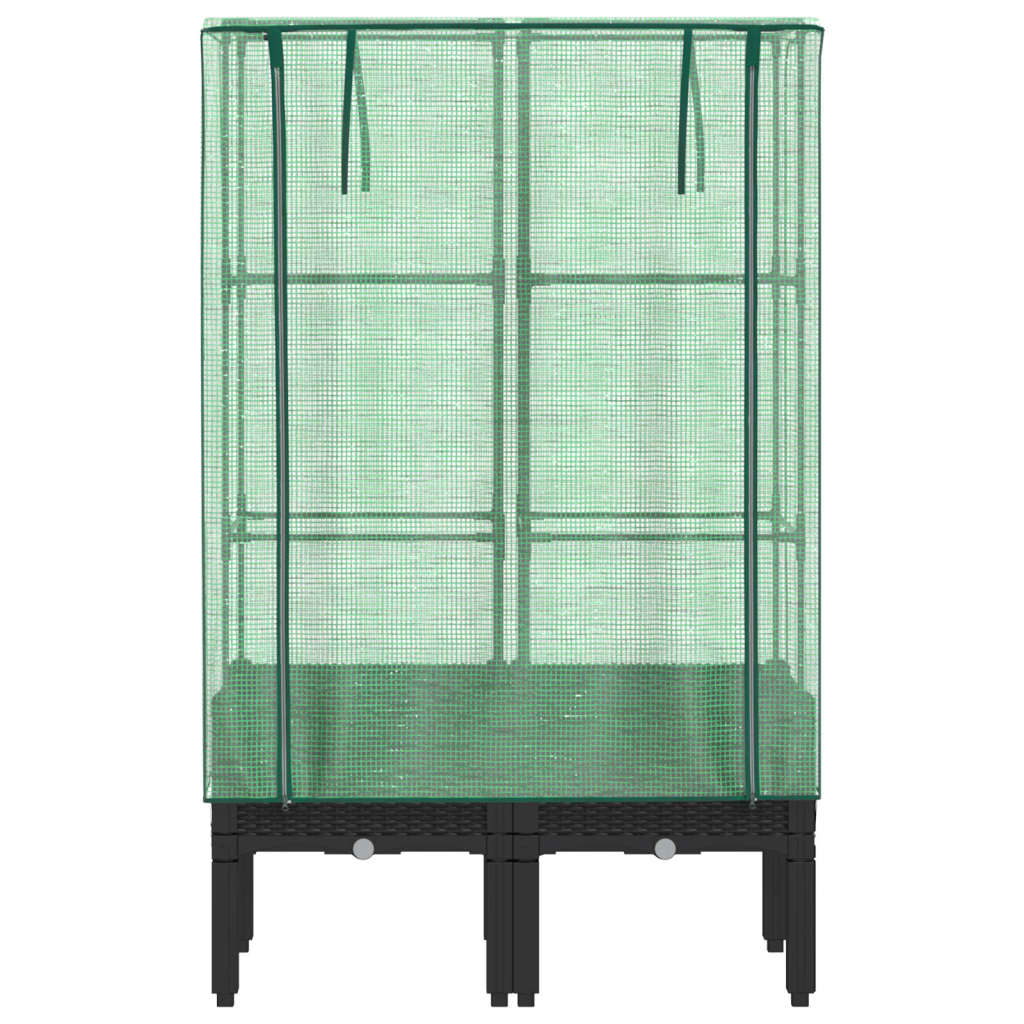 højbed med drivhusovertræk 80x40x140 cm rattan-look