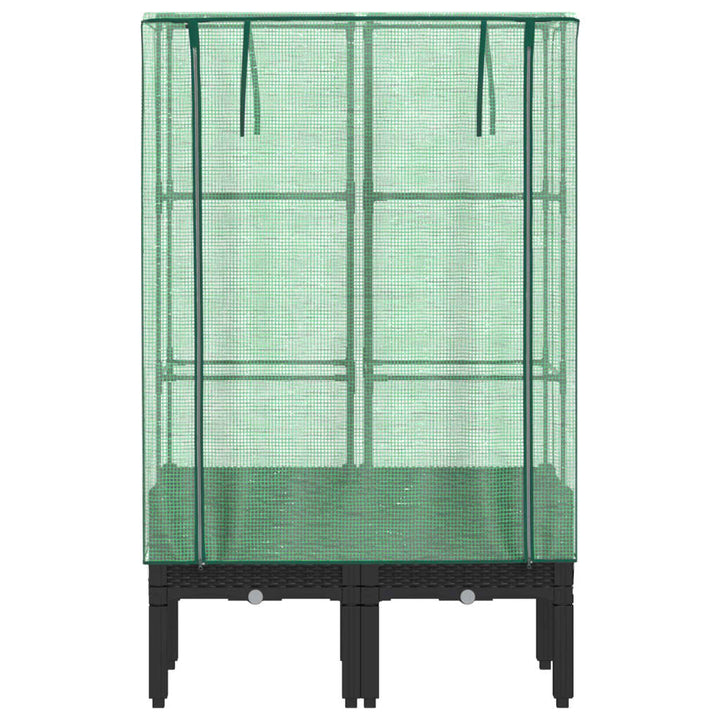 højbed med drivhusovertræk 80x40x140 cm rattan-look