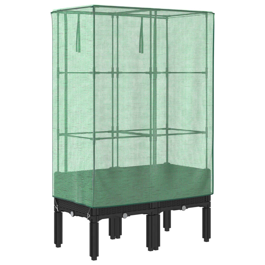 højbed med drivhusovertræk 80x40x140 cm rattan-look