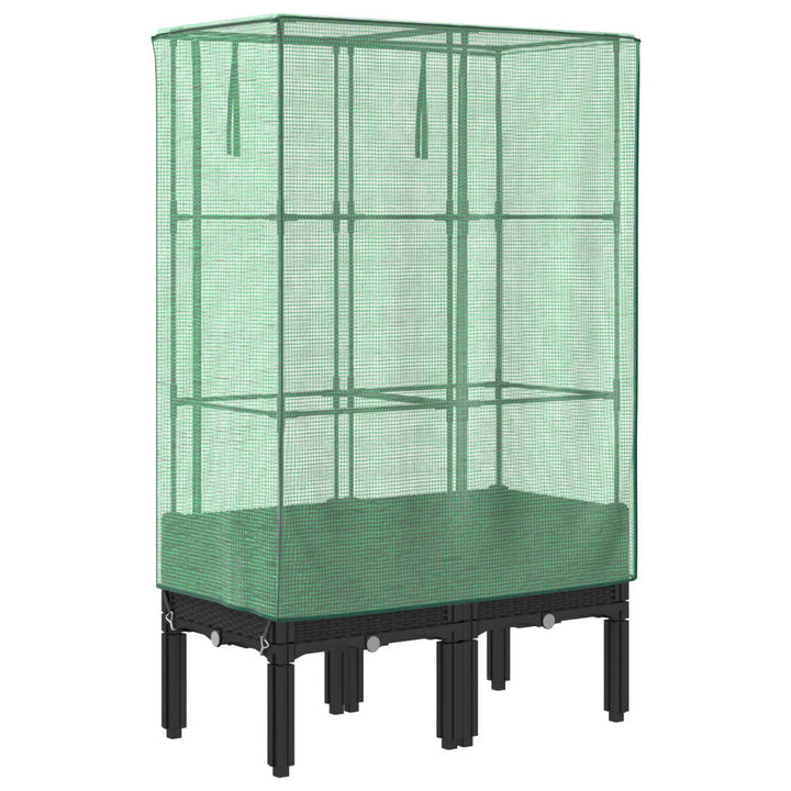 højbed med drivhusovertræk 80x40x140 cm rattan-look