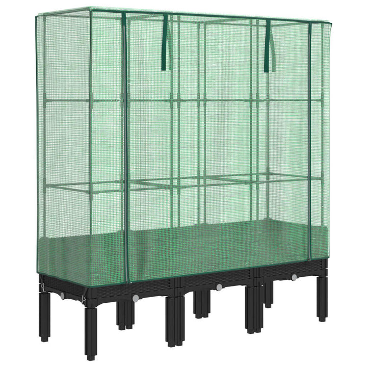 højbed med drivhusovertræk 120x40x140 cm rattan-look