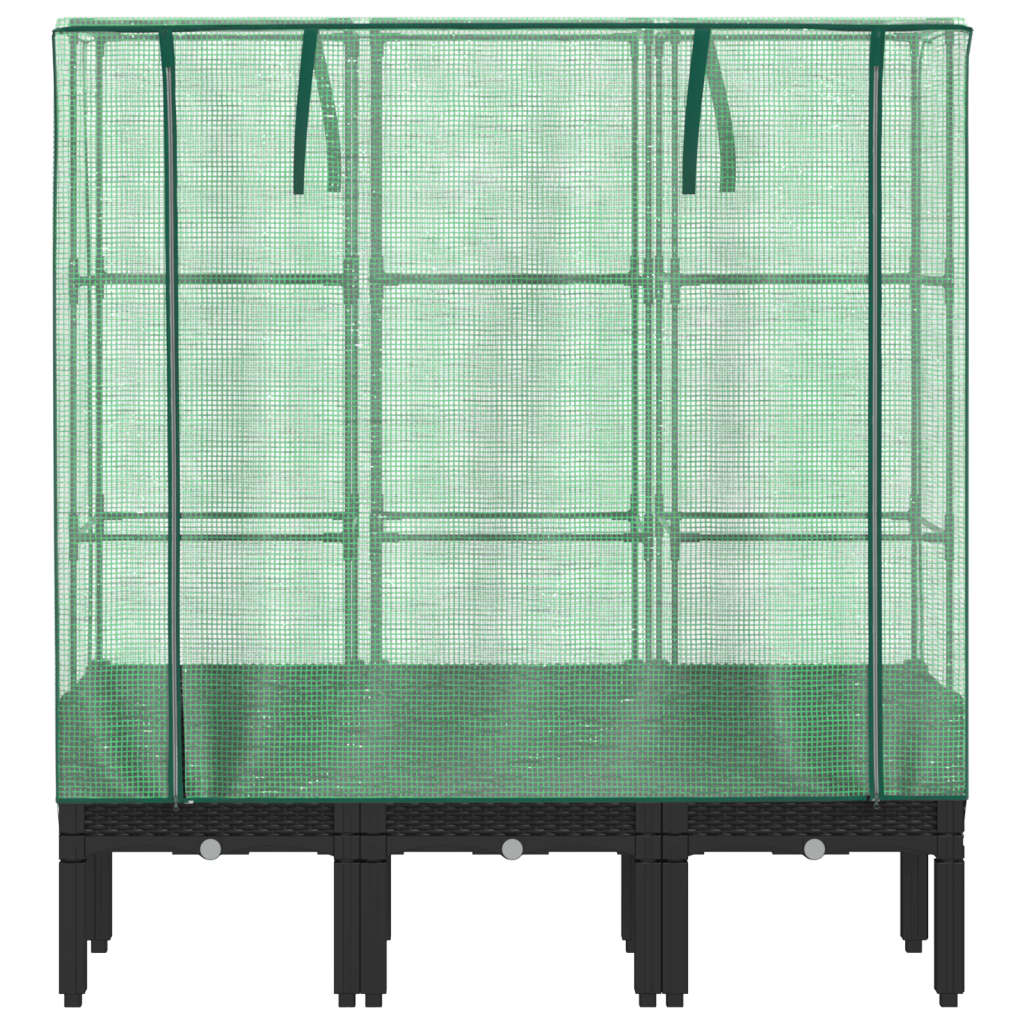 højbed med drivhusovertræk 120x40x140 cm rattan-look