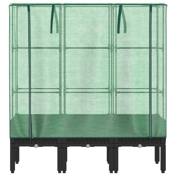 højbed med drivhusovertræk 120x40x140 cm rattan-look