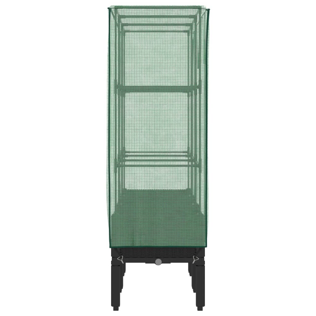 højbed med drivhusovertræk 120x40x140 cm rattan-look