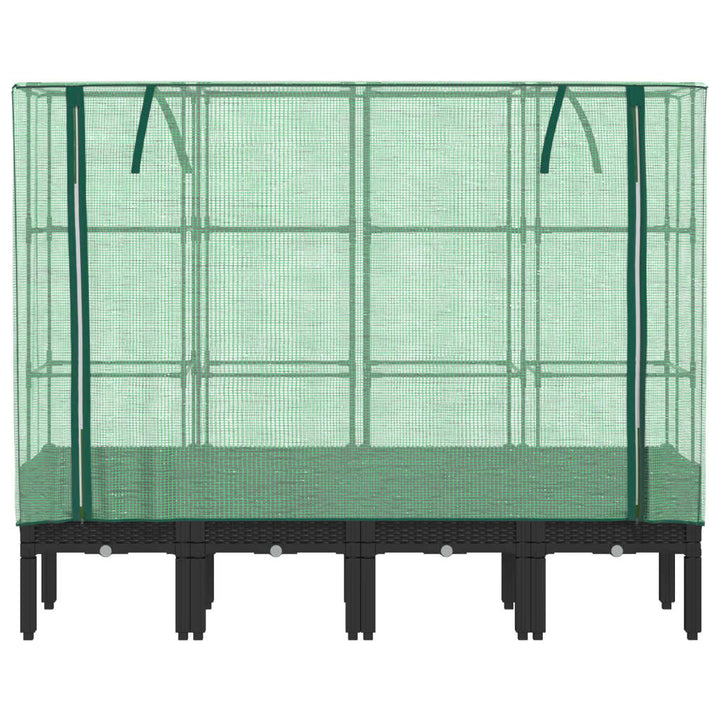 højbed med drivhusovertræk 160x40x140 cm rattan-look