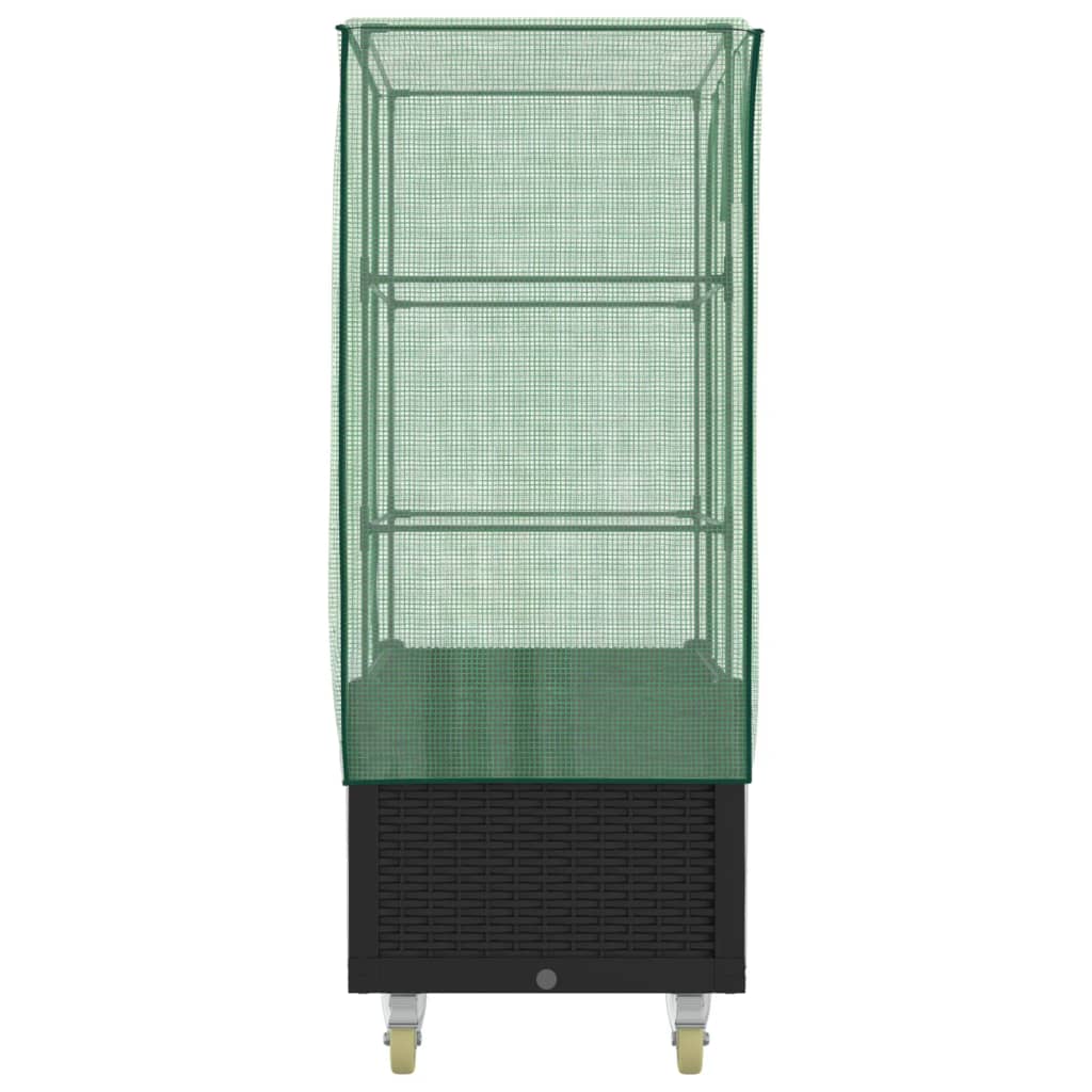 højbed med overtræk og hjul 80x50x182 cm rattan-look
