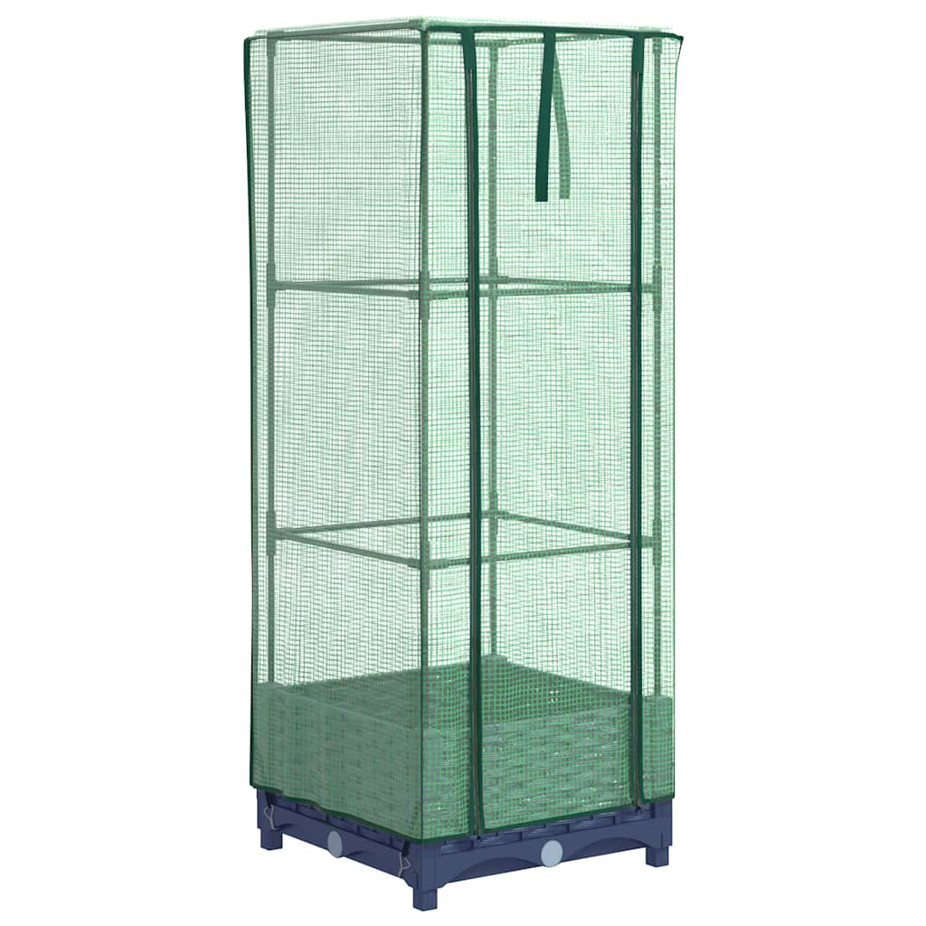 højbed med drivhusovertræk 40x40x123 cm rattan-look