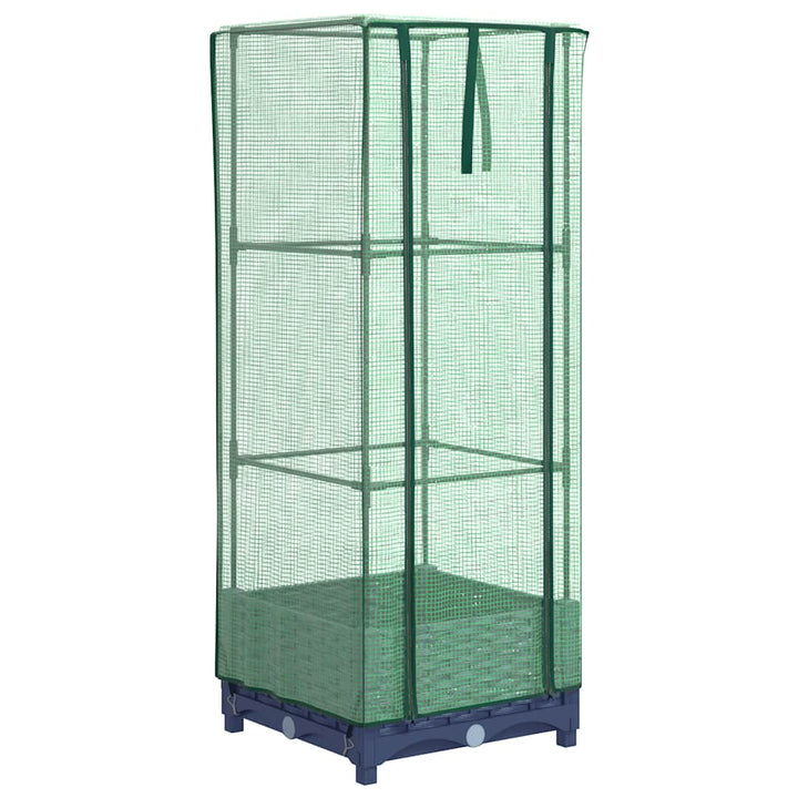 højbed med drivhusovertræk 40x40x123 cm rattan-look