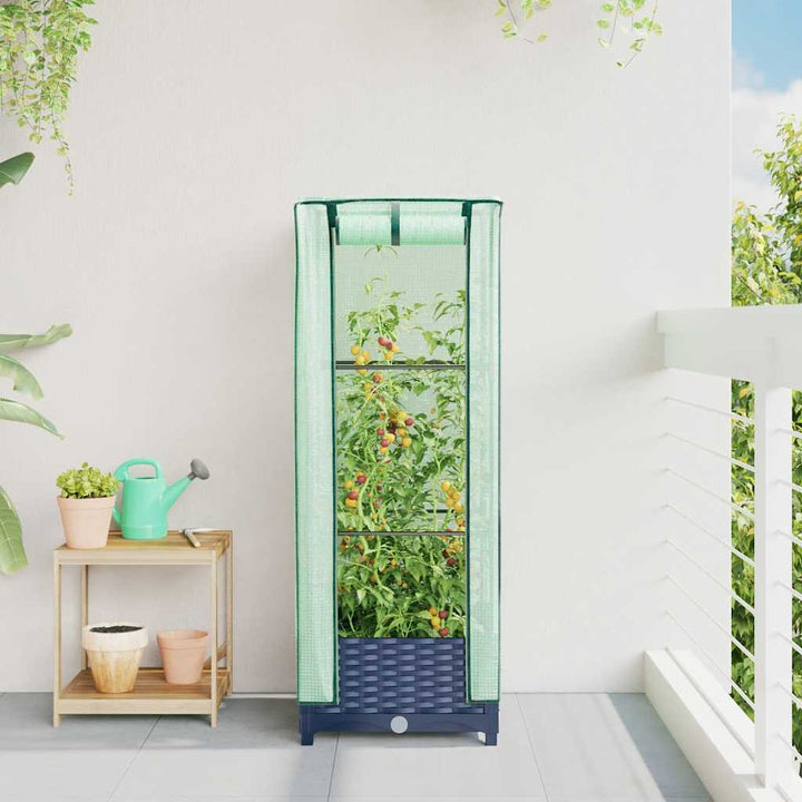 højbed med drivhusovertræk 40x40x123 cm rattan-look