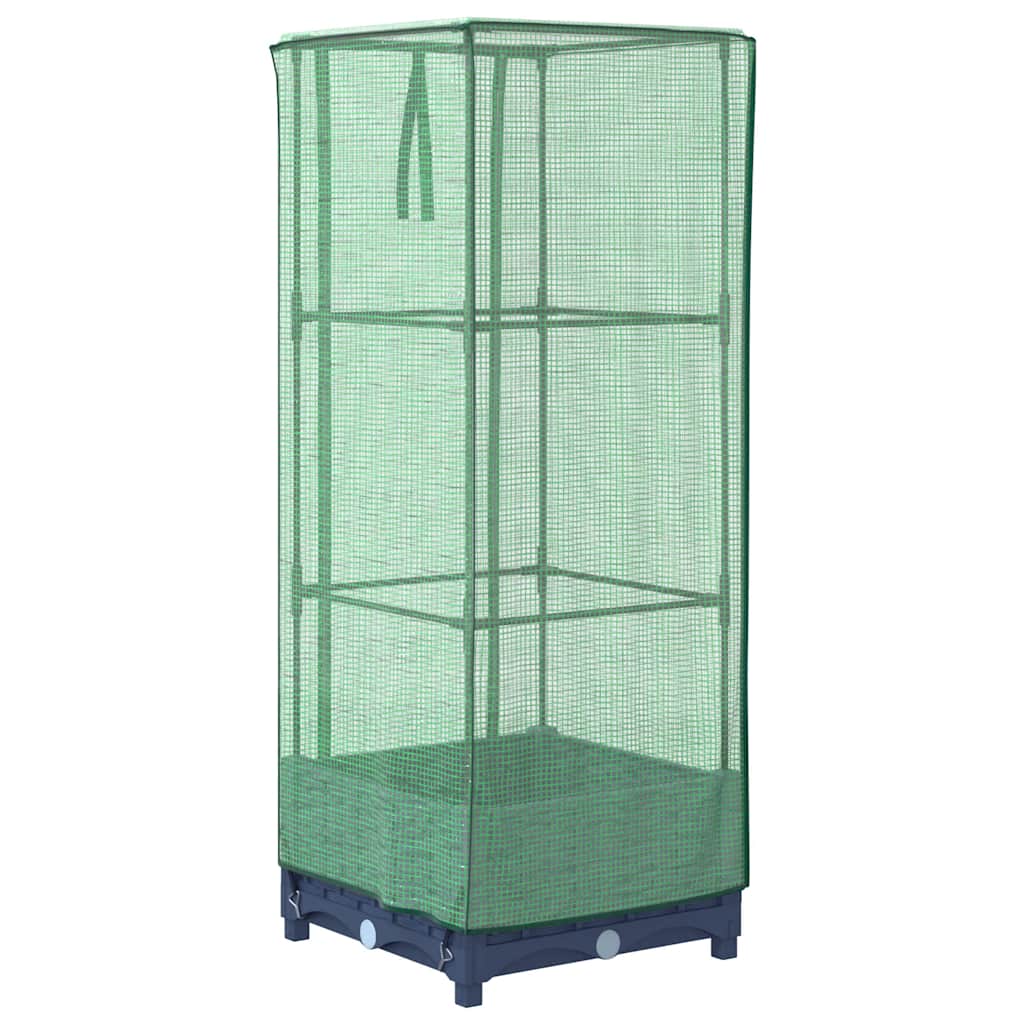 højbed med drivhusovertræk 40x40x123 cm rattan-look