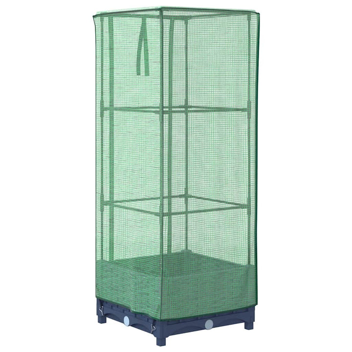 højbed med drivhusovertræk 40x40x123 cm rattan-look