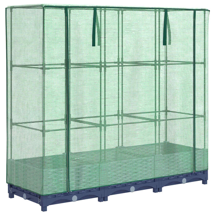højbed med drivhusovertræk rattan-look 120x40x123 cm