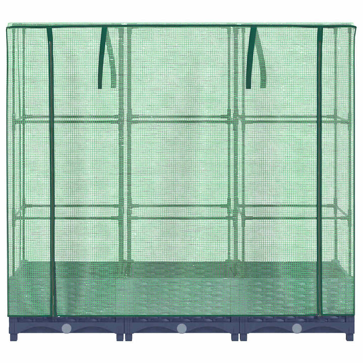 højbed med drivhusovertræk rattan-look 120x40x123 cm