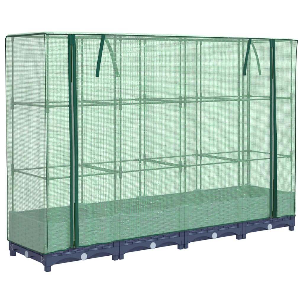 højbed med drivhusovertræk rattan-look 160x40x123 cm