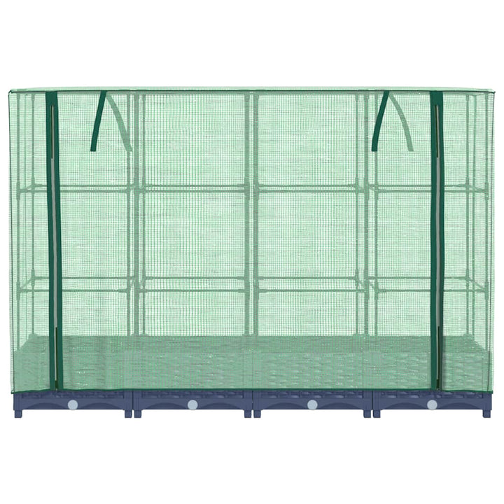 højbed med drivhusovertræk rattan-look 160x40x123 cm