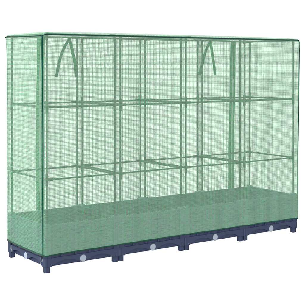 højbed med drivhusovertræk rattan-look 160x40x123 cm