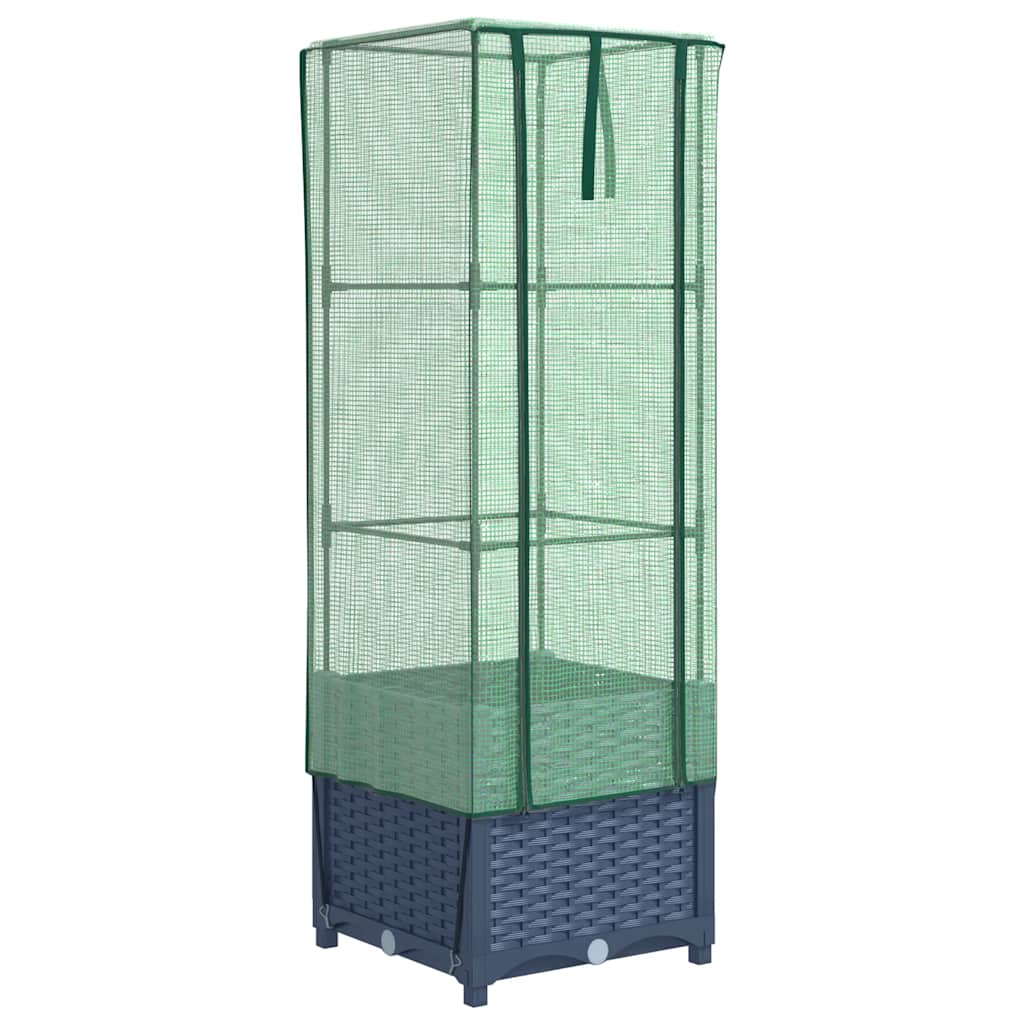 højbed med drivhusovertræk 40x40x139 cm rattan-look