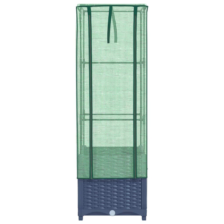 højbed med drivhusovertræk 40x40x139 cm rattan-look