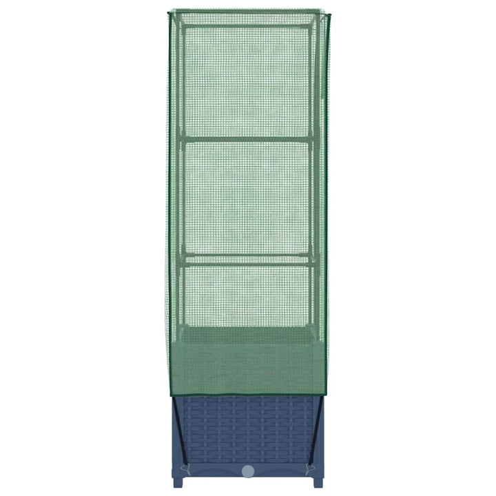 højbed med drivhusovertræk 40x40x139 cm rattan-look
