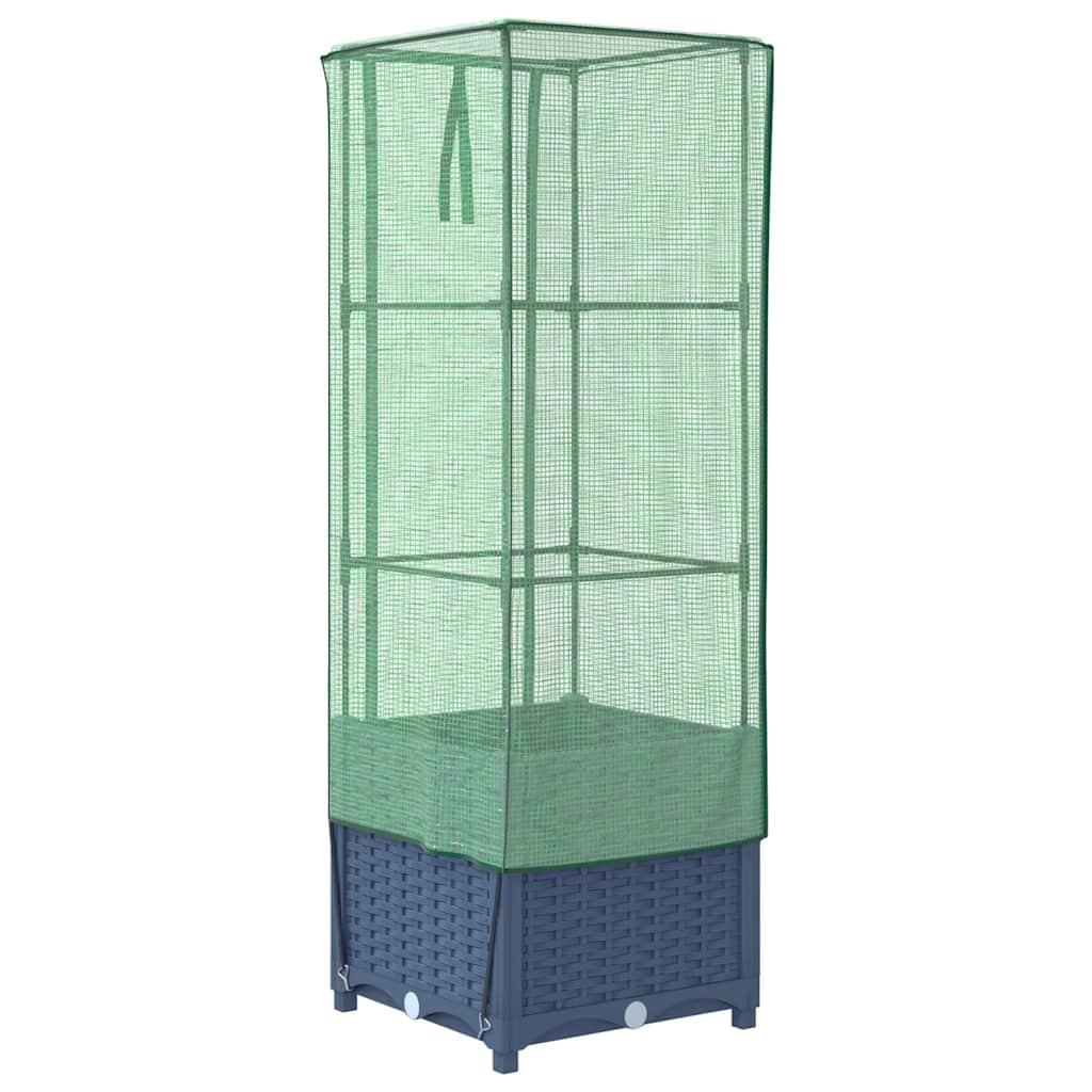 højbed med drivhusovertræk 40x40x139 cm rattan-look