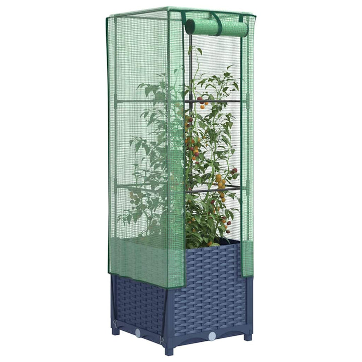 højbed med drivhusovertræk 40x40x139 cm rattan-look