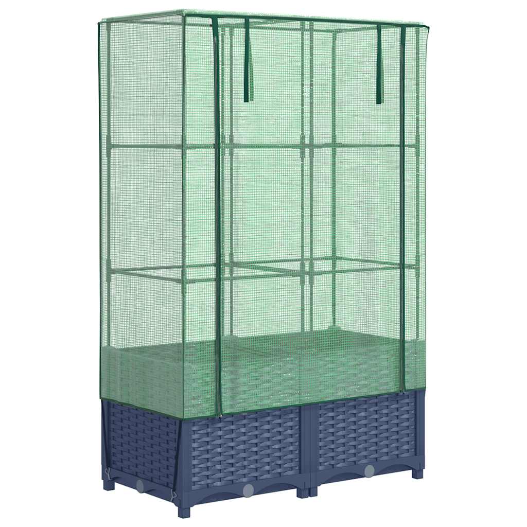 højbed med drivhusovertræk 80x40x138 cm rattan-look
