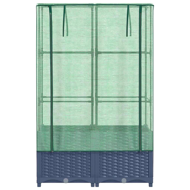 højbed med drivhusovertræk 80x40x138 cm rattan-look
