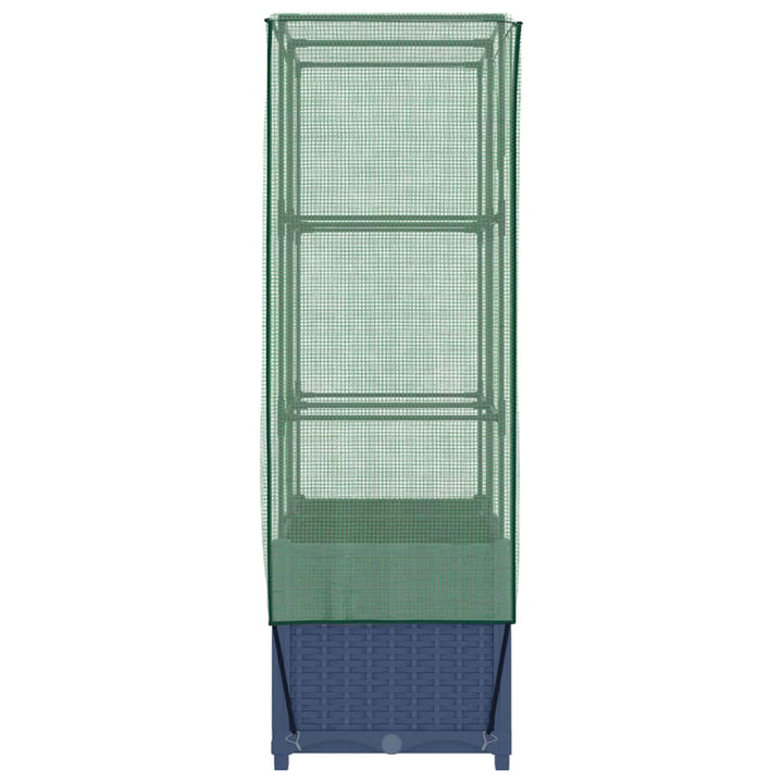 højbed med drivhusovertræk 80x40x138 cm rattan-look