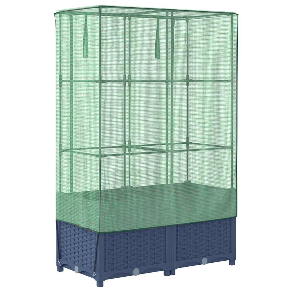 højbed med drivhusovertræk 80x40x138 cm rattan-look