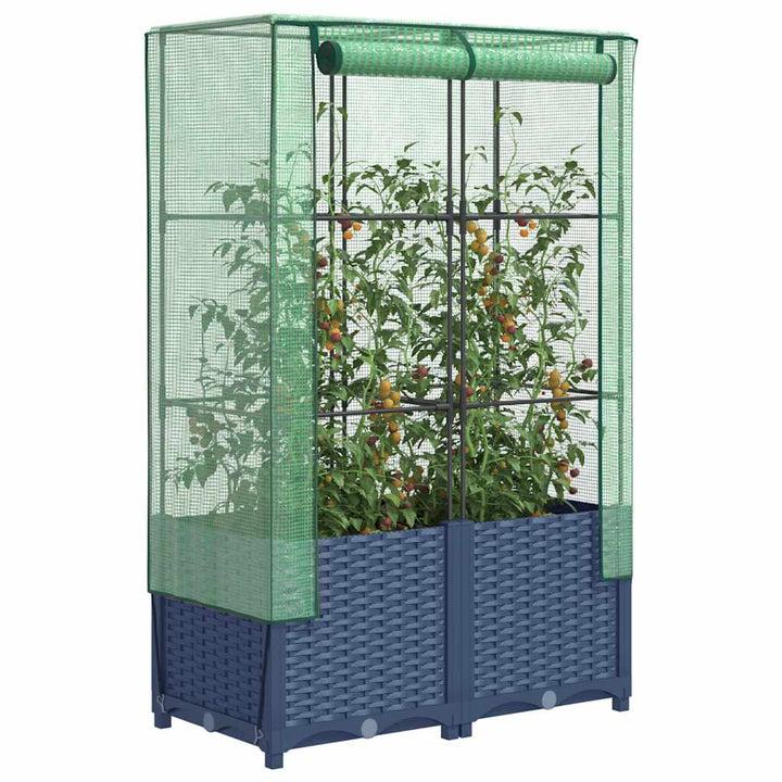 højbed med drivhusovertræk 80x40x138 cm rattan-look