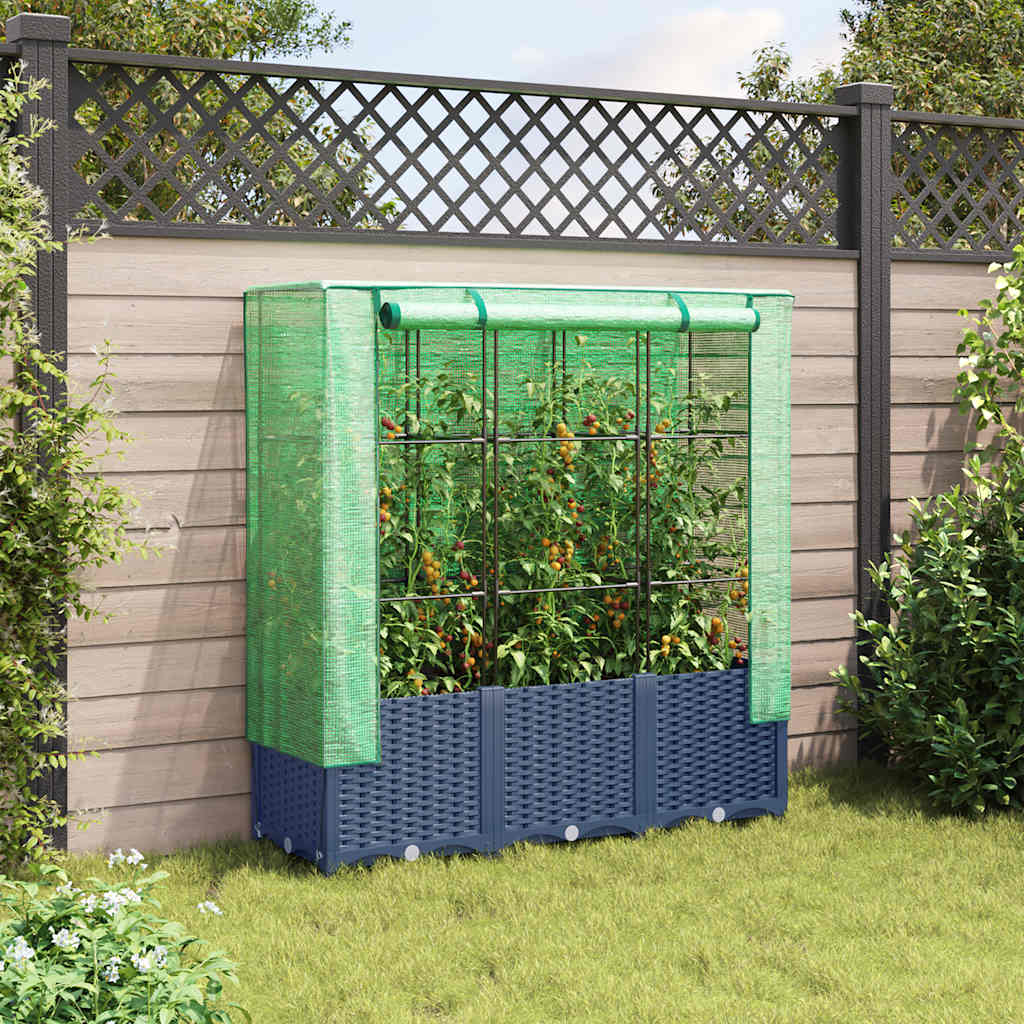 højbed med drivhusovertræk 120x40x138 cm rattan-look
