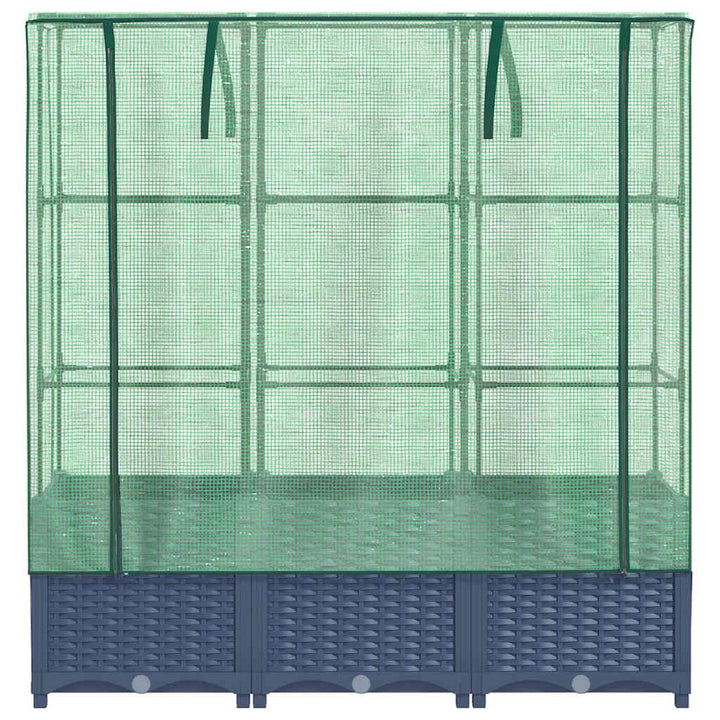 højbed med drivhusovertræk 120x40x138 cm rattan-look