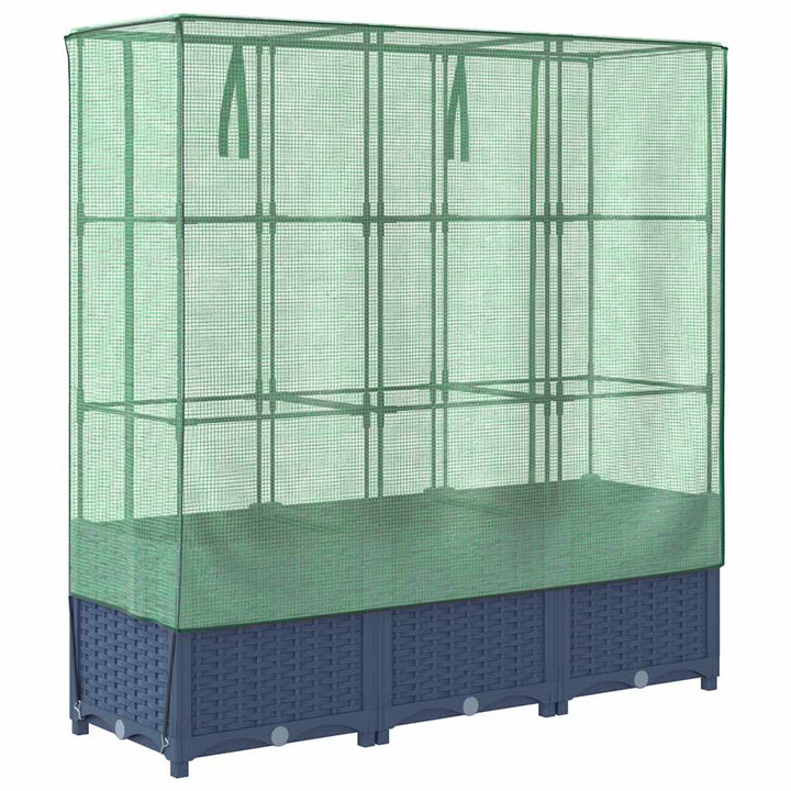 højbed med drivhusovertræk 120x40x138 cm rattan-look