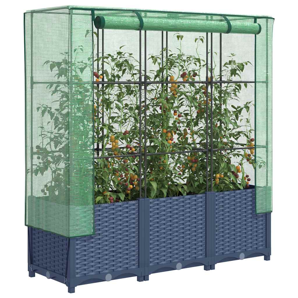 højbed med drivhusovertræk 120x40x138 cm rattan-look