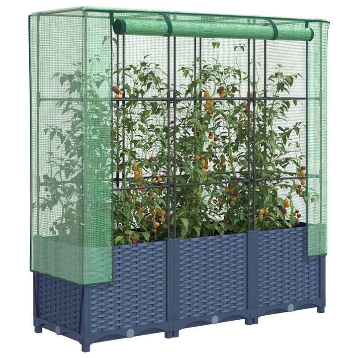 højbed med drivhusovertræk 120x40x138 cm rattan-look